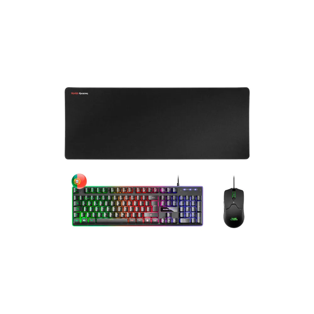 Conjunto Teclado + Rato + Tapete Mars Gaming