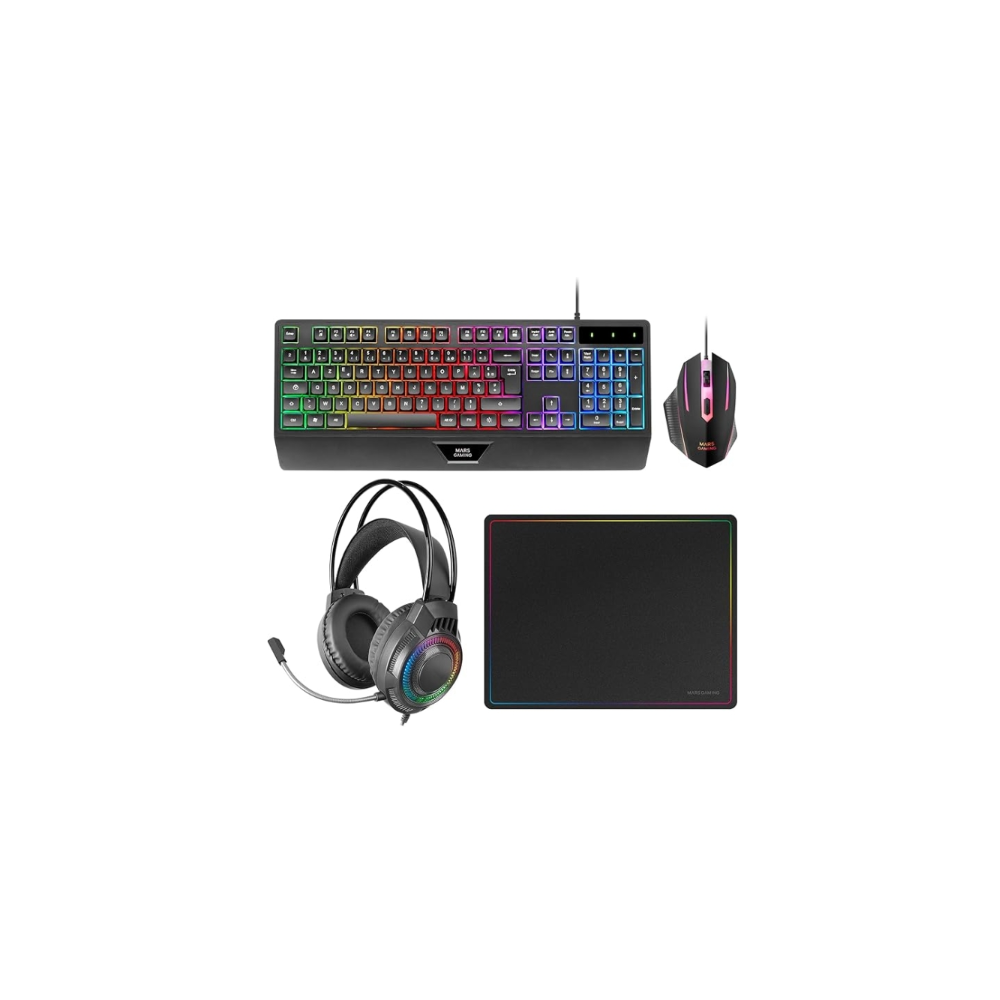 Conjunto Teclado + Rato + Tapete + Headphones Mars Gaming MCP124Pro